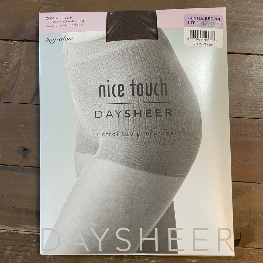 Hug-Alon Nice Touch Daysheer Control Top Pantyhose‎ Gentle Brown sz E